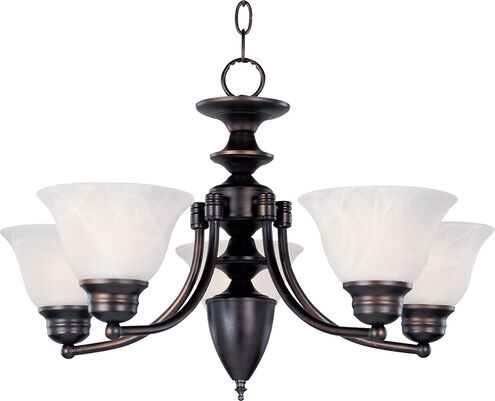 Malaga 5 Light 25 inch Oil Rubbed Bronze Single Tier Chandelier Ceiling Light in Marble