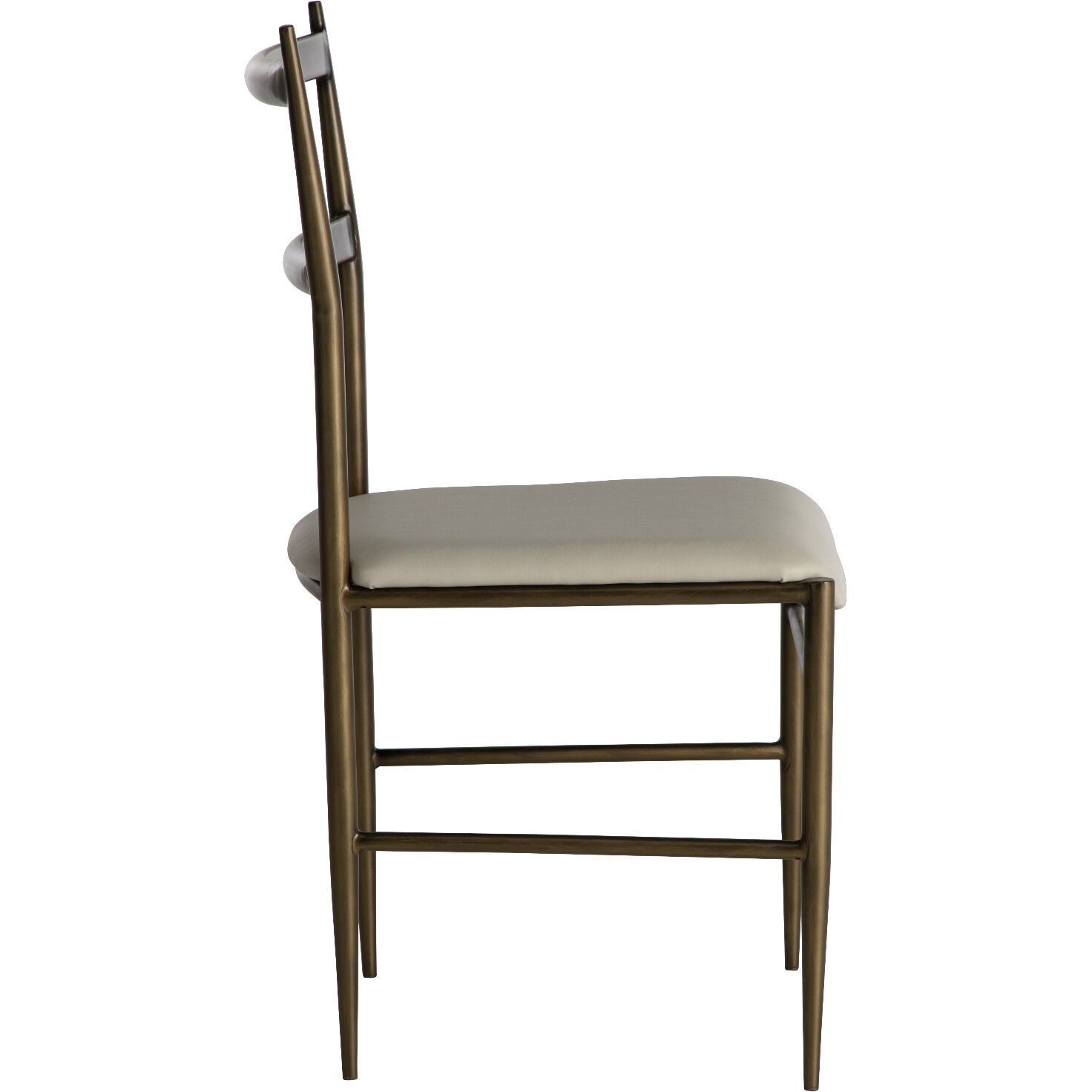 Ward Brushed Brass / White Leather Dining Chair