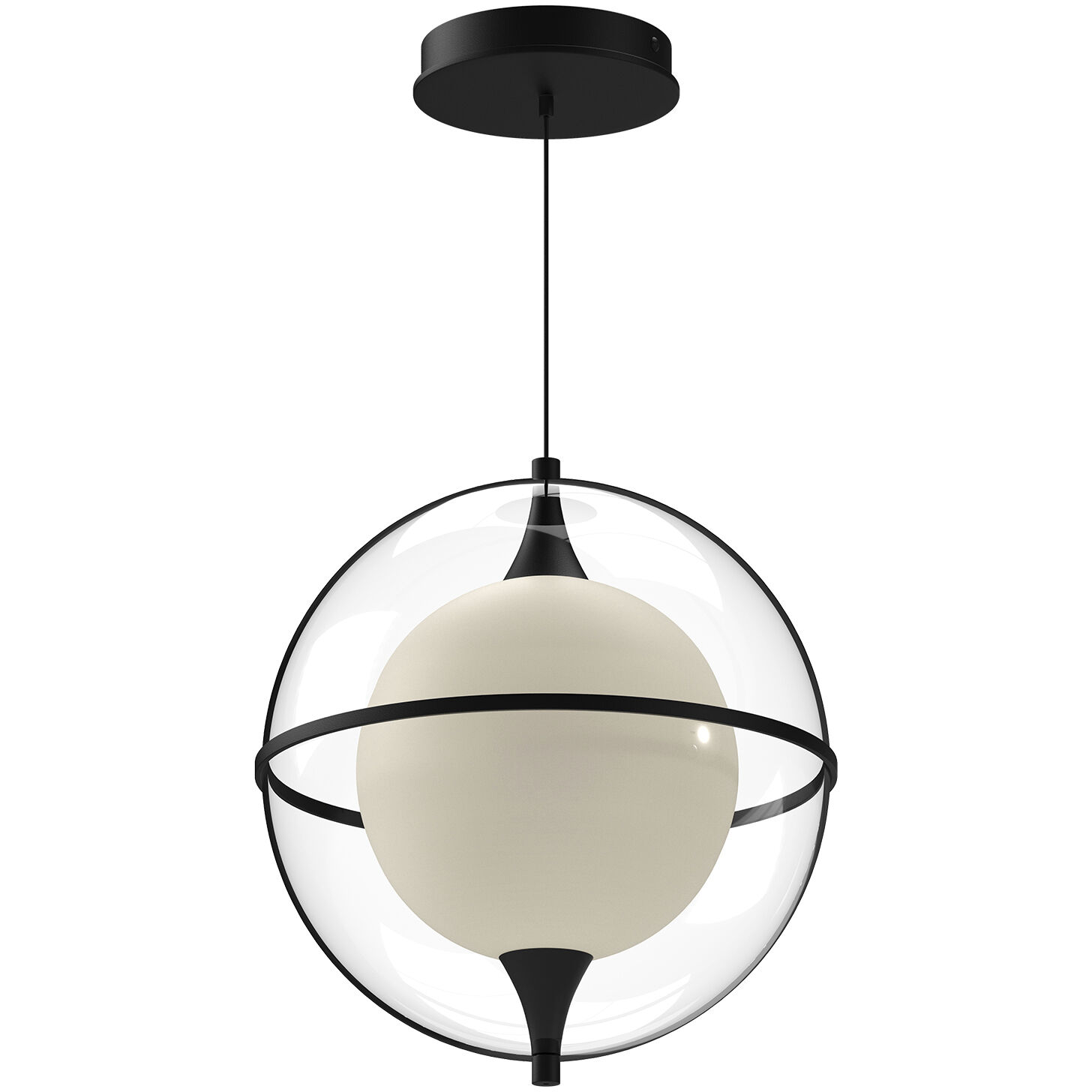 Aries LED 12.13 inch Black Pendant Ceiling Light in Frosted Internal Glass