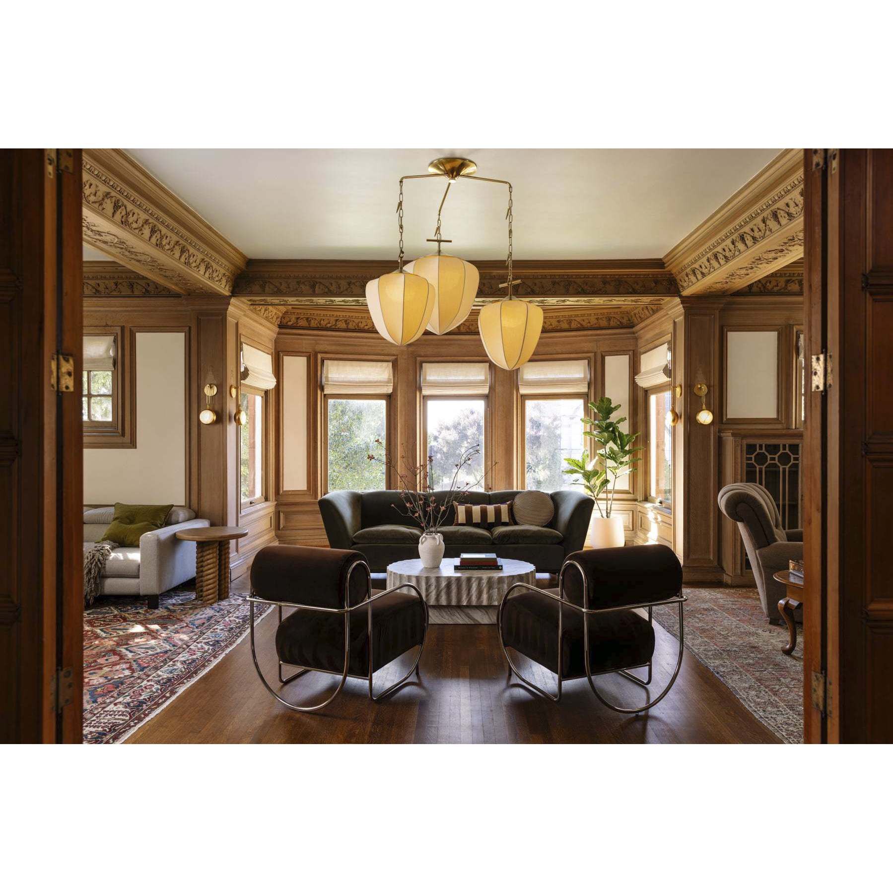 Hoshi 3 Light 44 inch Vintage Brass Chandelier Ceiling Light