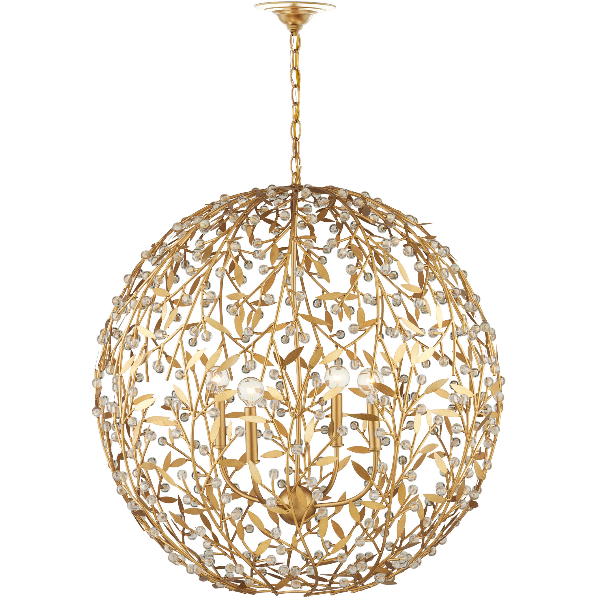 Secret Garden 4 Light 30 inch Clear/Contemporary Gold Leaf/Contemporary Gold Orb Chandelier Ceiling Light