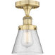 Cone 1 Light 6.25 inch Brushed Brass Semi-Flush Mount Ceiling Light