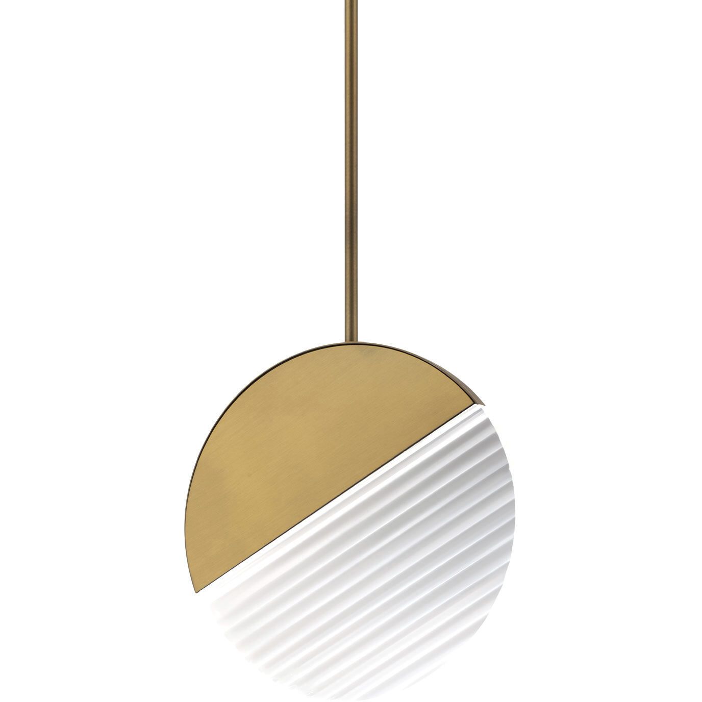 Crescent LED 10 inch Aged Brass Pendant Ceiling Light in 3500K, dweLED