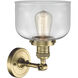 Franklin Restoration Large Bell 1 Light 8 inch Antique Brass Sconce Wall Light in Incandescent, Clear Glass, Franklin Restoration