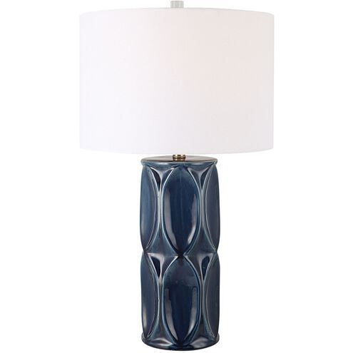 Sinclair 27 inch 150.00 watt Glossy Navy Blue Glaze and Brushed Nickel Table Lamp Portable Light