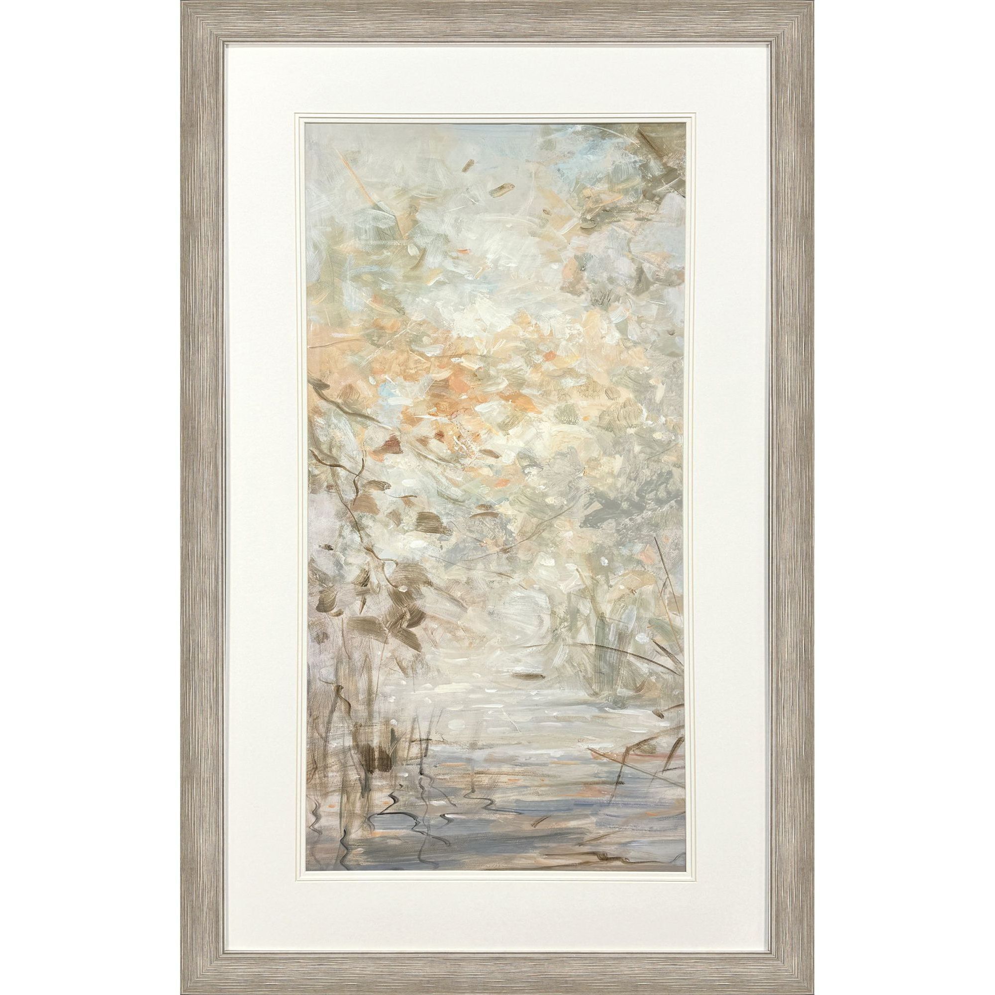 Illuminated Landscape White and Beige and Orange Framed Art