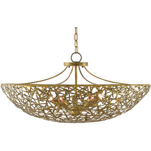 Confetti 5 Light 30 inch Hand Rubbed Gold Leaf Bowl Chandelier Ceiling Light