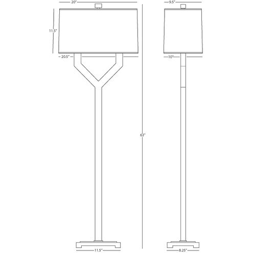 Valerie 63 inch 100.00 watt Deep Patina Bronze Floor Lamp Portable Light in Fondine