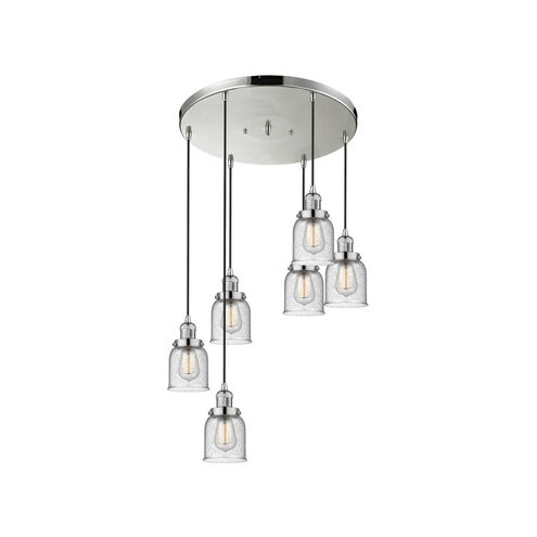 Franklin Restoration Small Bell 6 Light 13 inch Polished Nickel Multi-Pendant Ceiling Light in Seedy Glass, Franklin Restoration