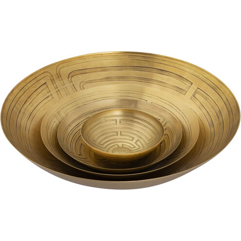 Maze 13 X 3.25 inch Decorative Bowl in Antique Brass, Set of 3