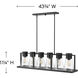 Refinery 6 Light 43.75 inch Black Indoor Linear Chandelier Ceiling Light in Clear