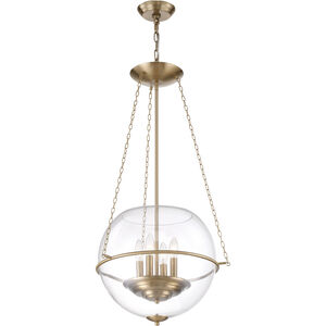 Odyssey 4 Light 19 inch Vintage Brass and Clear Pendant Ceiling Light