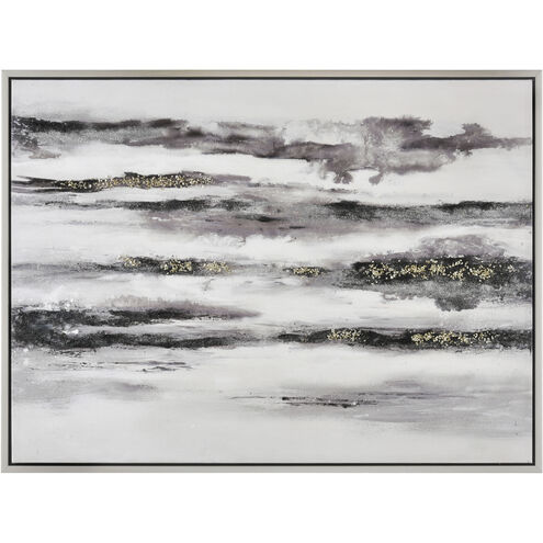Patton Sound Gray with Black and Silver Framed Wall Art