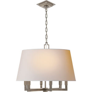 Chapman & Myers Square Tube 6 Light 24 inch Antique Nickel Hanging Shade Ceiling Light in Natural Paper