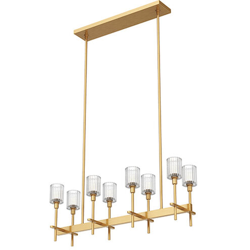 Salita 8 Light 9.38 inch Vintage Brass Pendant Ceiling Light in Ribbed Crystal