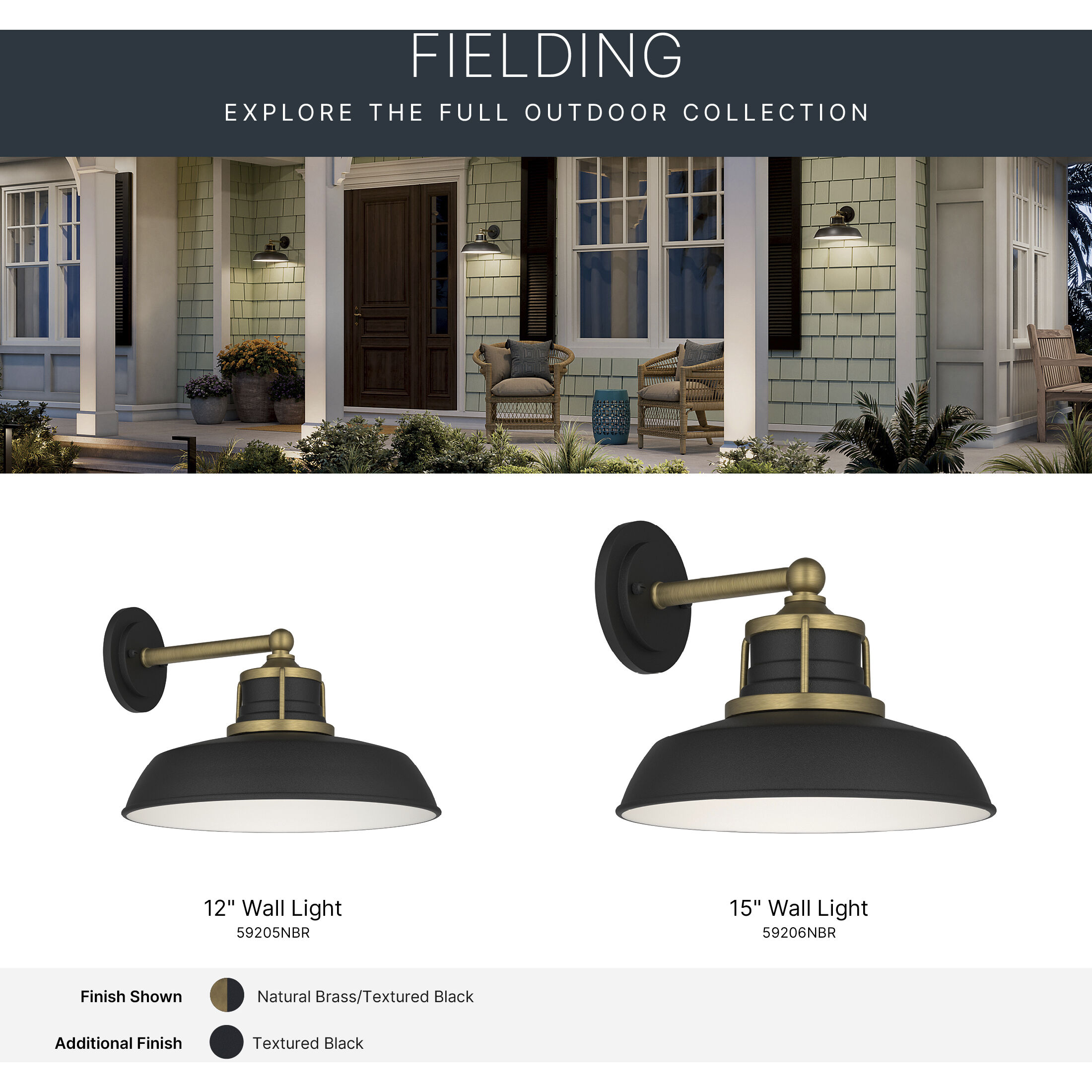 Fielding 1 Light 10 inch Natural Brass Outdoor Wall Light
