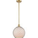 Ballston Large Farmhouse Chicken Wire LED 10 inch Satin Gold Pendant Ceiling Light, Ballston