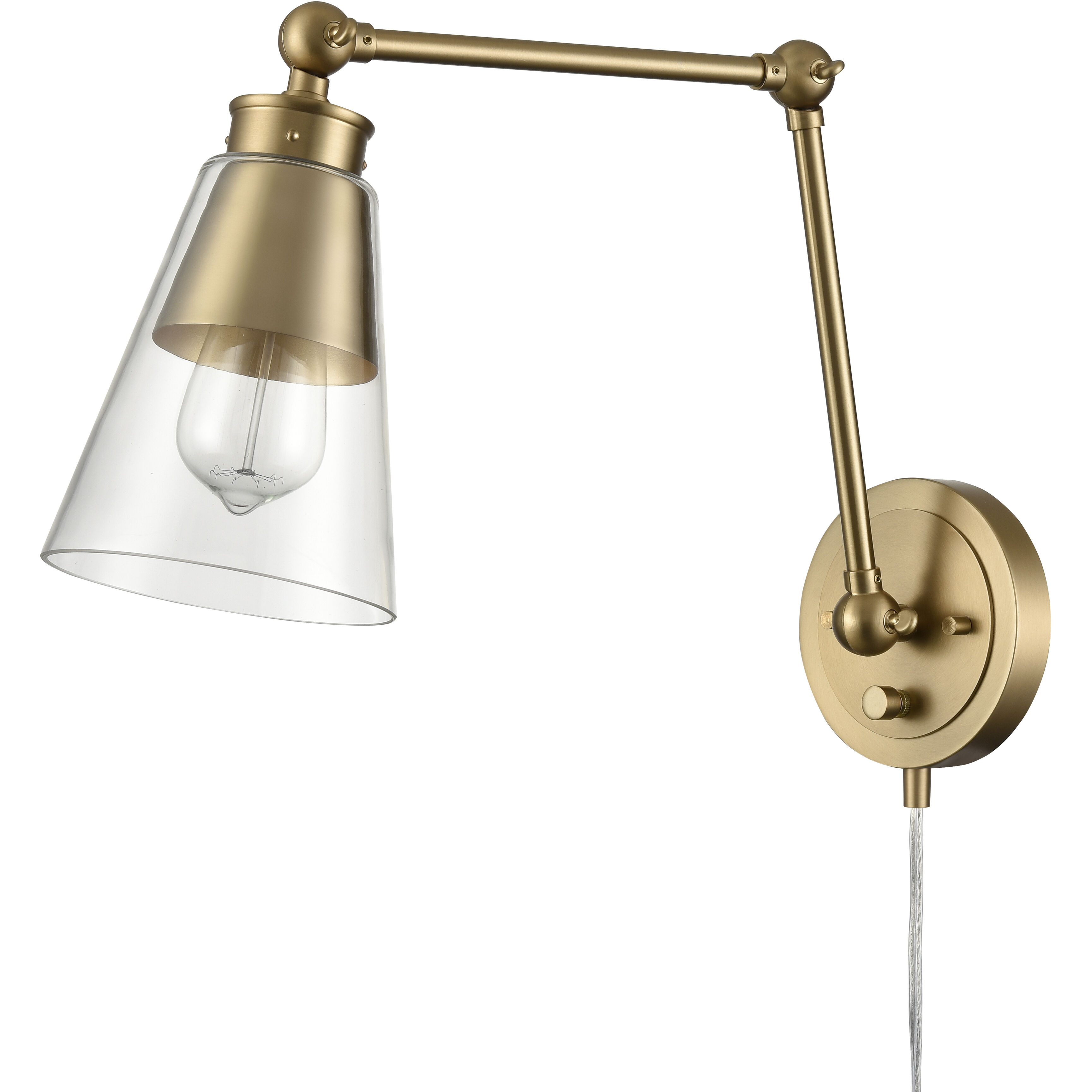 Albany 16.25 inch 60 watt Brushed Gold Hinged Swingarm Sconce Wall Light