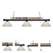 Shark 3 Light 58 inch Matte Black Billiard Ceiling Light in White Plastic