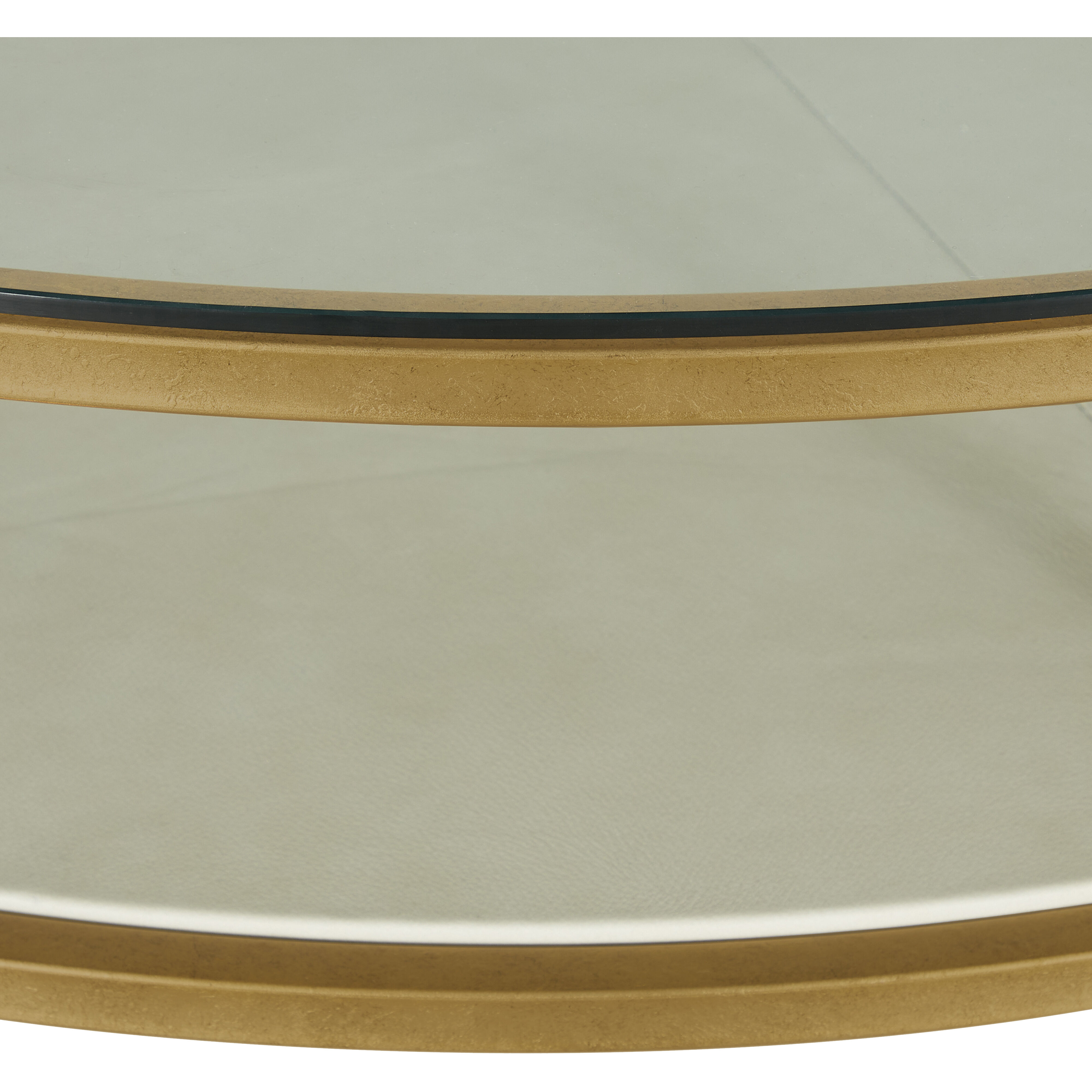 Constance 50 X 50 inch White Leather and Antique Brass Leaf Coffee Table