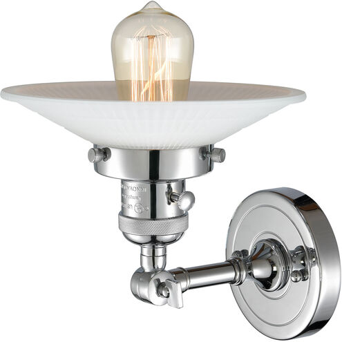 Franklin Restoration Halophane 1 Light 9 inch Polished Chrome Sconce Wall Light in Matte White Halophane Glass, Franklin Restoration
