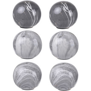 Marbleized Gray Decorative Balls, Set of 6