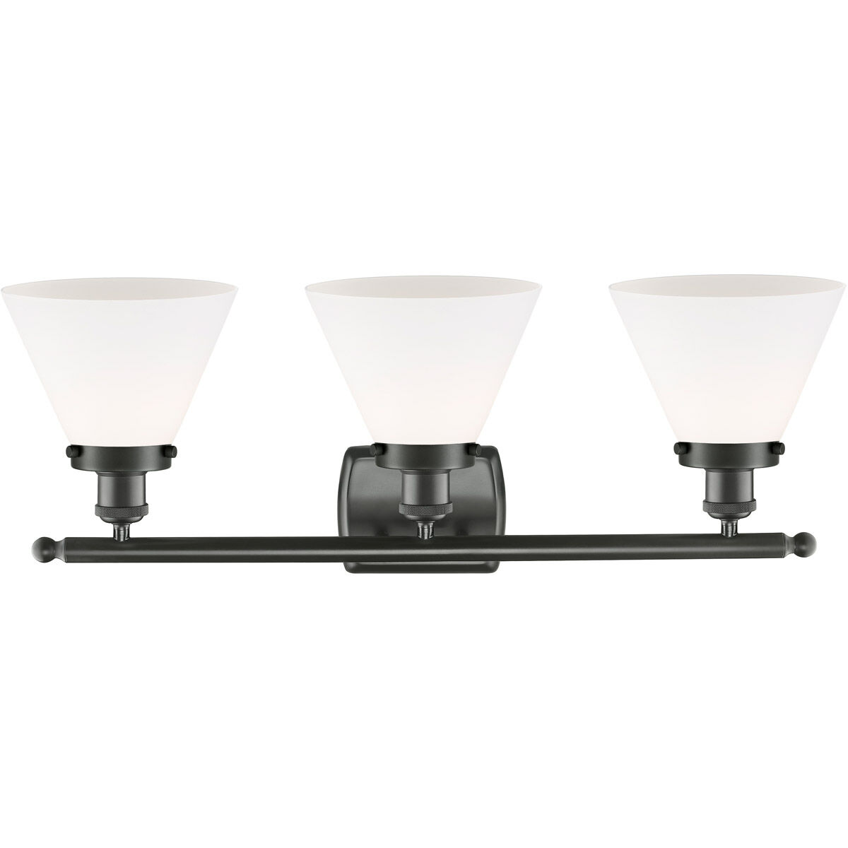 Ballston Large Cone LED 26 inch Oil Rubbed Bronze Bath Vanity Light Wall Light in Matte White Glass, Ballston