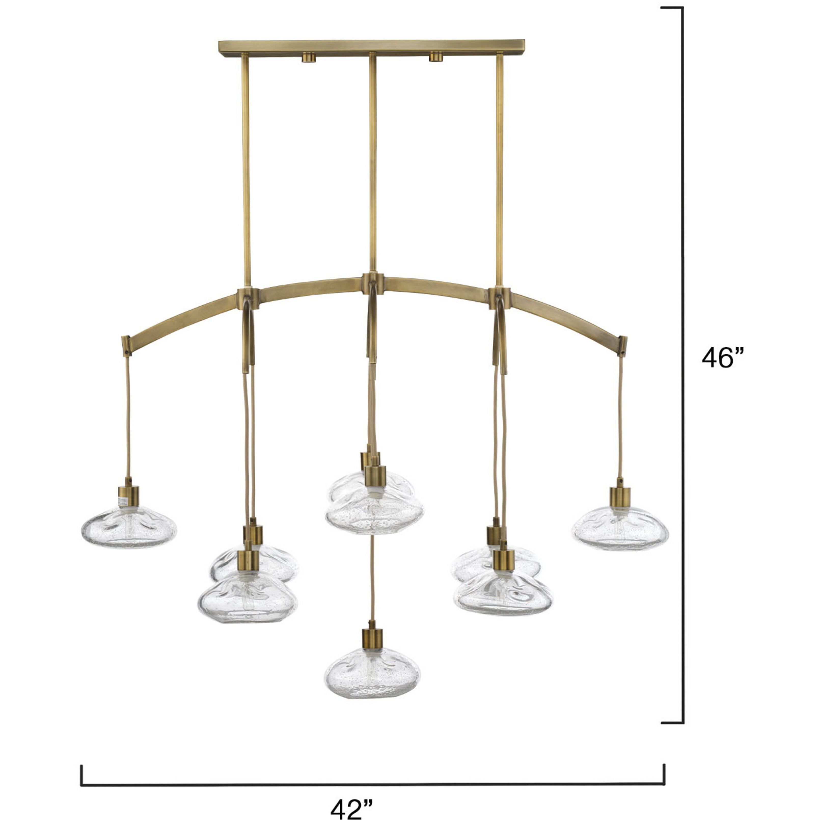 Reservoir LED 42 inch Antique Brass Chandelier Ceiling Light, Inline