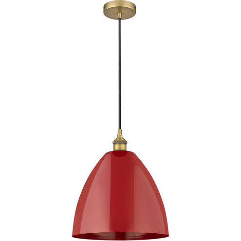 Edison Plymouth Dome 1 Light 12 inch Brushed Brass Mini Pendant Ceiling Light
