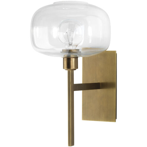 Scando Mod 1 Light 9 inch Antique Brass Clear Glass Wall Sconce Wall Light
