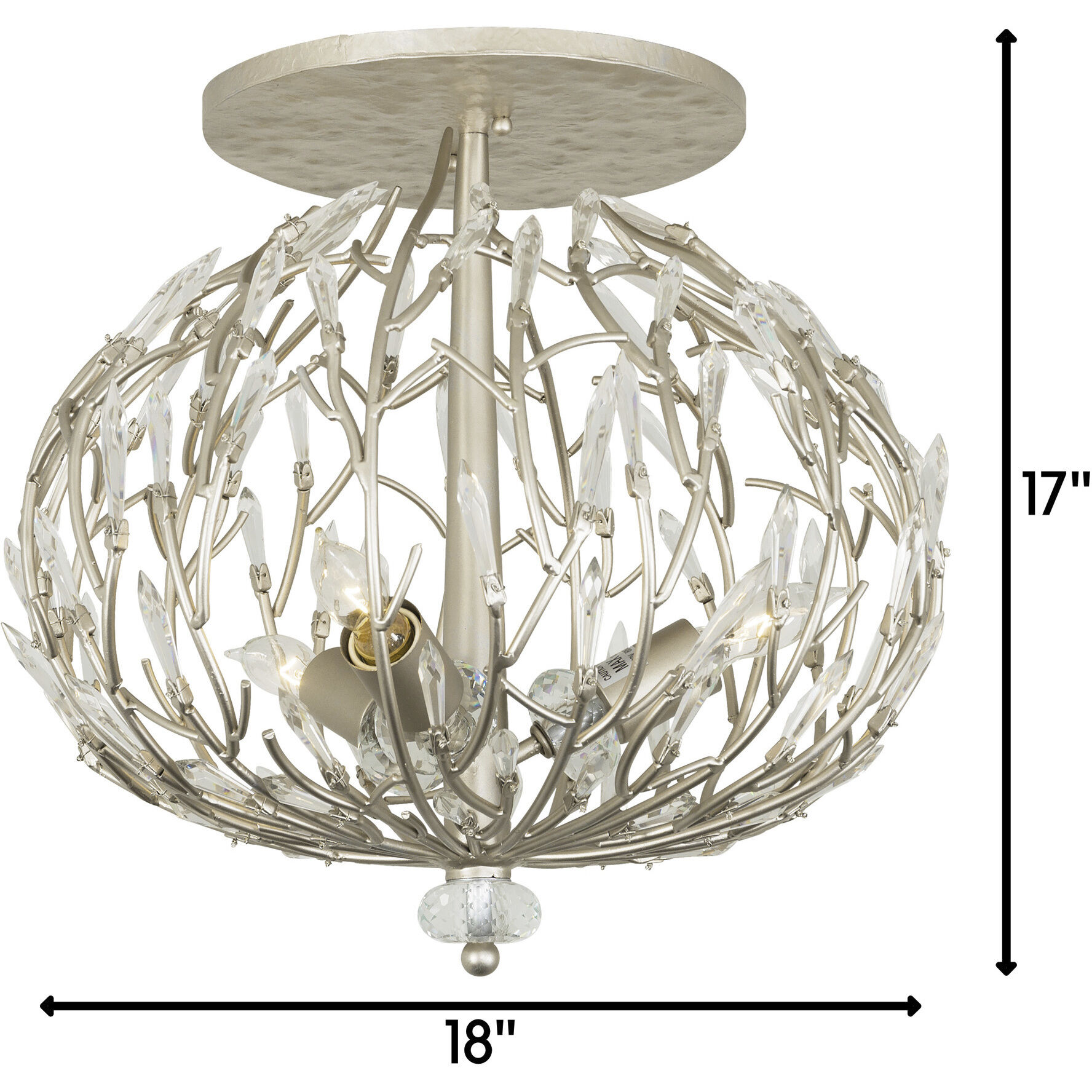 Bask 3 Light 18 inch Gold Dust Semi-Flush Ceiling Light