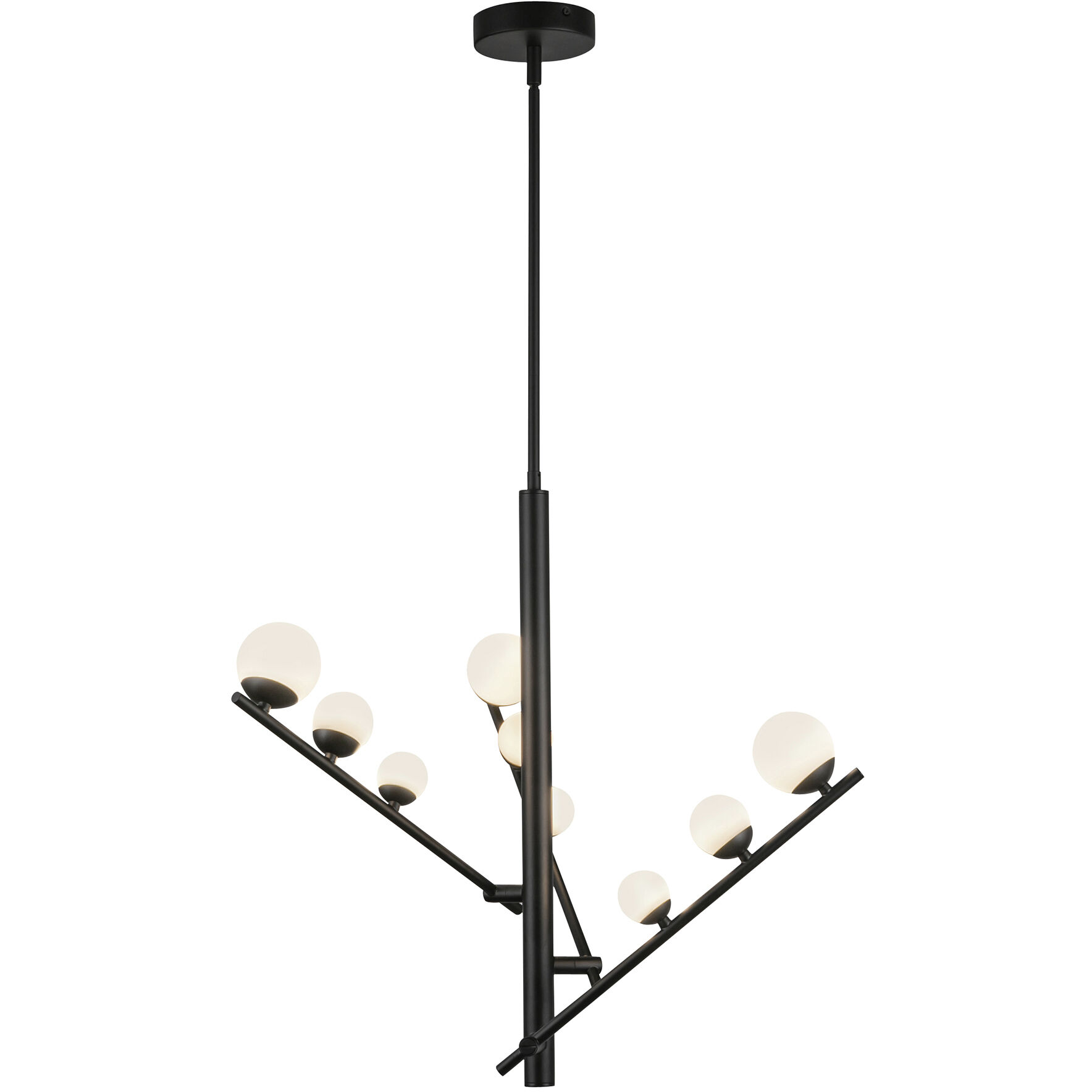 Cypress LED 19 inch Black/Opal Glass Chandelier Ceiling Light