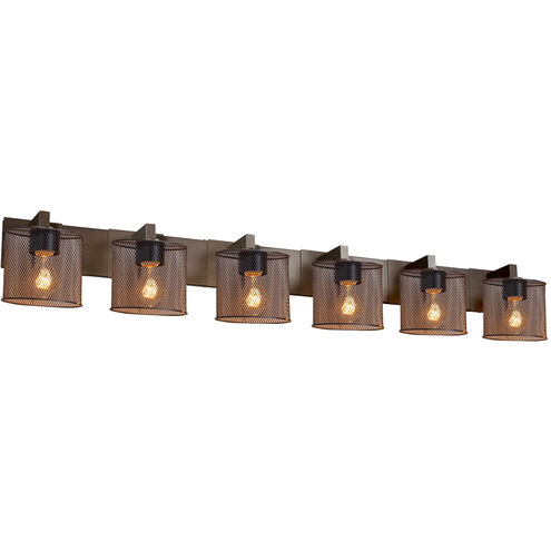Wire Mesh 6 Light 55.5 inch Dark Bronze Bath Bar Wall Light in Oval, Oval
