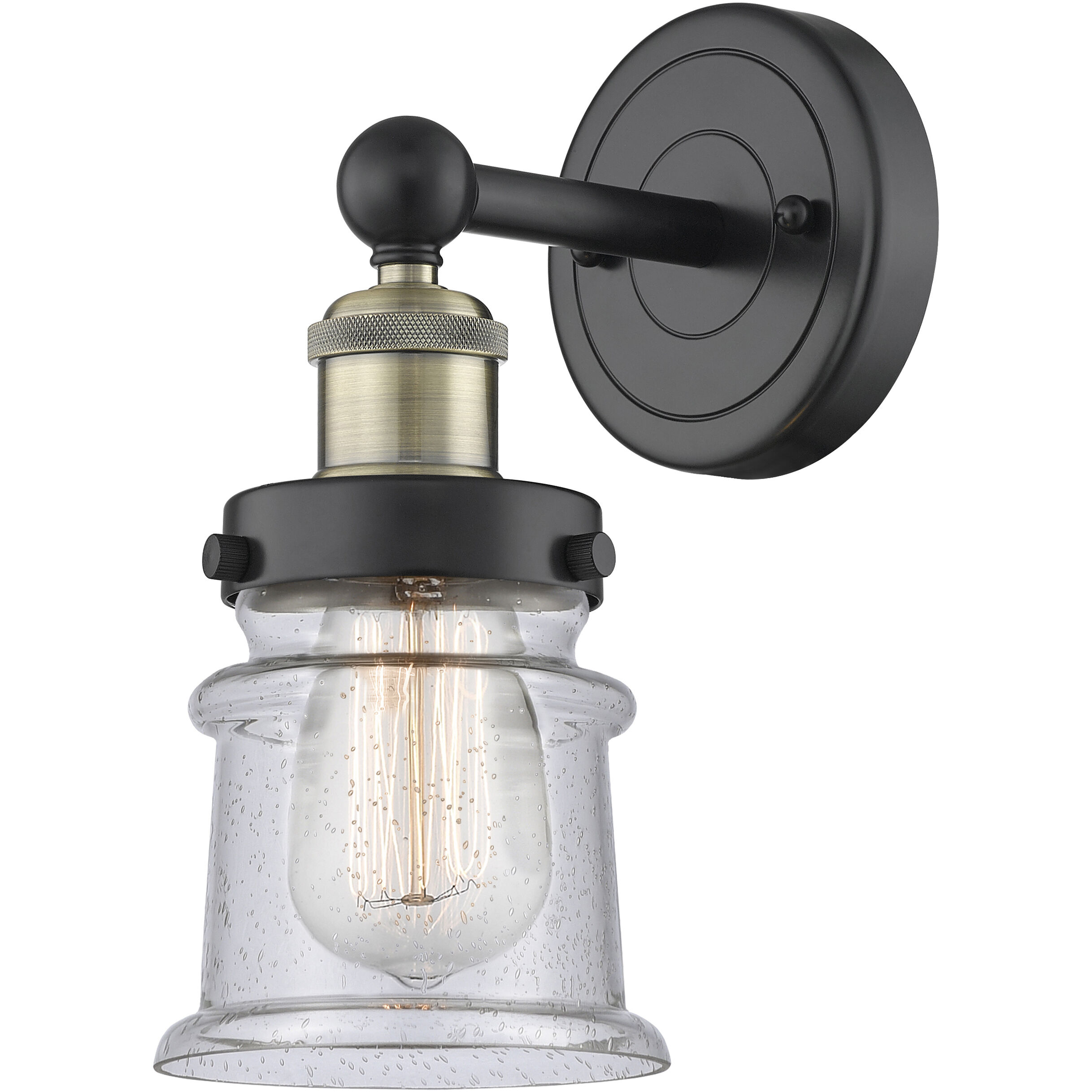 Canton Sconce Wall Light in Black Antique Brass, Seedy