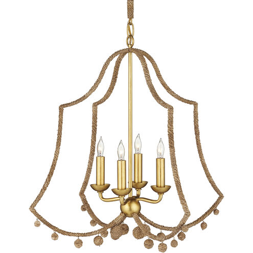 Nimes 4 Light 22.25 inch Natural Rope/Contemporary Gold Leaf Chandelier Ceiling Light, Suzanne Duin Collection