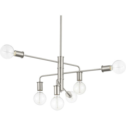 Calder 6 Light 30.5 inch Brushed Nickel Chandelier Ceiling Light, Design Series