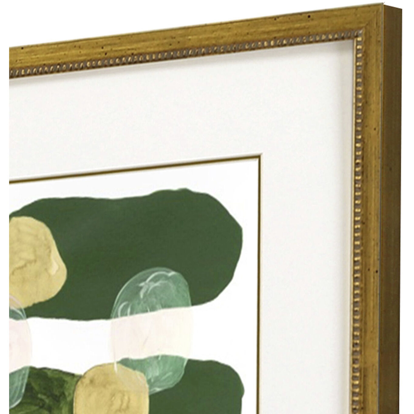 Geometrics Green and Metallic Framed Art