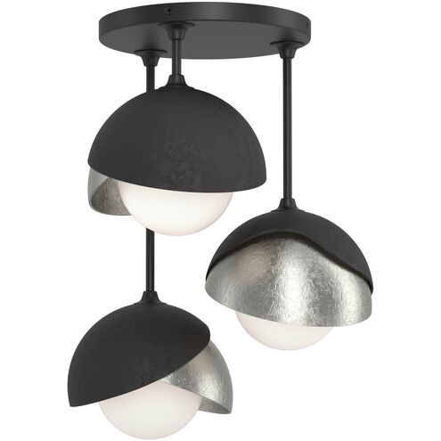 Brooklyn 3 Light 12 inch Black and Sterling Semi-Flush Ceiling Light in Black/Sterling