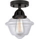 Nouveau 2 Small Oxford LED 7.5 inch Matte Black Semi-Flush Mount Ceiling Light in Clear Glass
