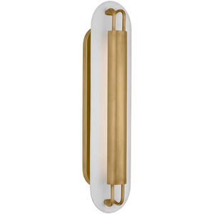 Kelly Wearstler Teline LED 6 inch Antique-Burnished Brass and Matte White Oval Sconce Wall Light