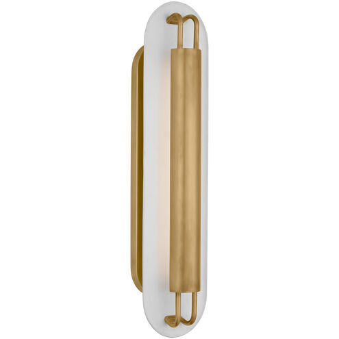 Kelly Wearstler Teline LED 6 inch Antique-Burnished Brass and Matte White Oval Sconce Wall Light