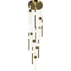Baton LED 32 inch Brass Multi Point Pendant Ceiling Light