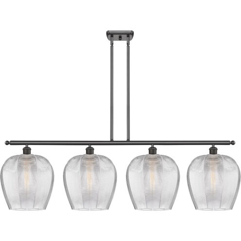 Ballston Norfolk 4 Light 50 inch Oil Rubbed Bronze Island Light Ceiling Light in Clear Glass