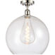 Ballston Athens 1 Light 14 inch Polished Nickel Semi-Flush Mount Ceiling Light in Seedy Glass