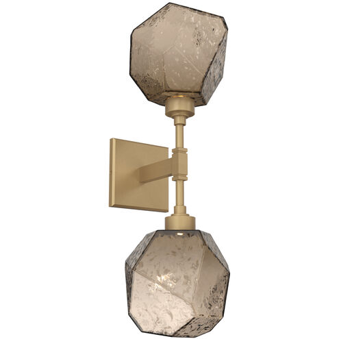 Gem LED 6.5 inch Gilded Brass Indoor Sconce Wall Light in 3000K LED, Bronze, Double