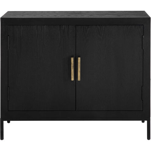 Front Range Dark Ebony Oak Veneer and Aged Gold 2 Door Cabinet