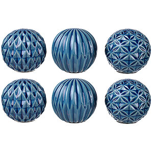 Marbleized Blue Patterned Decorative Balls