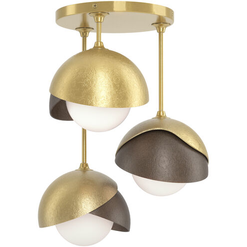 Brooklyn 3 Light 12 inch Modern Brass and Bronze Semi-Flush Ceiling Light in Modern Brass/Bronze
