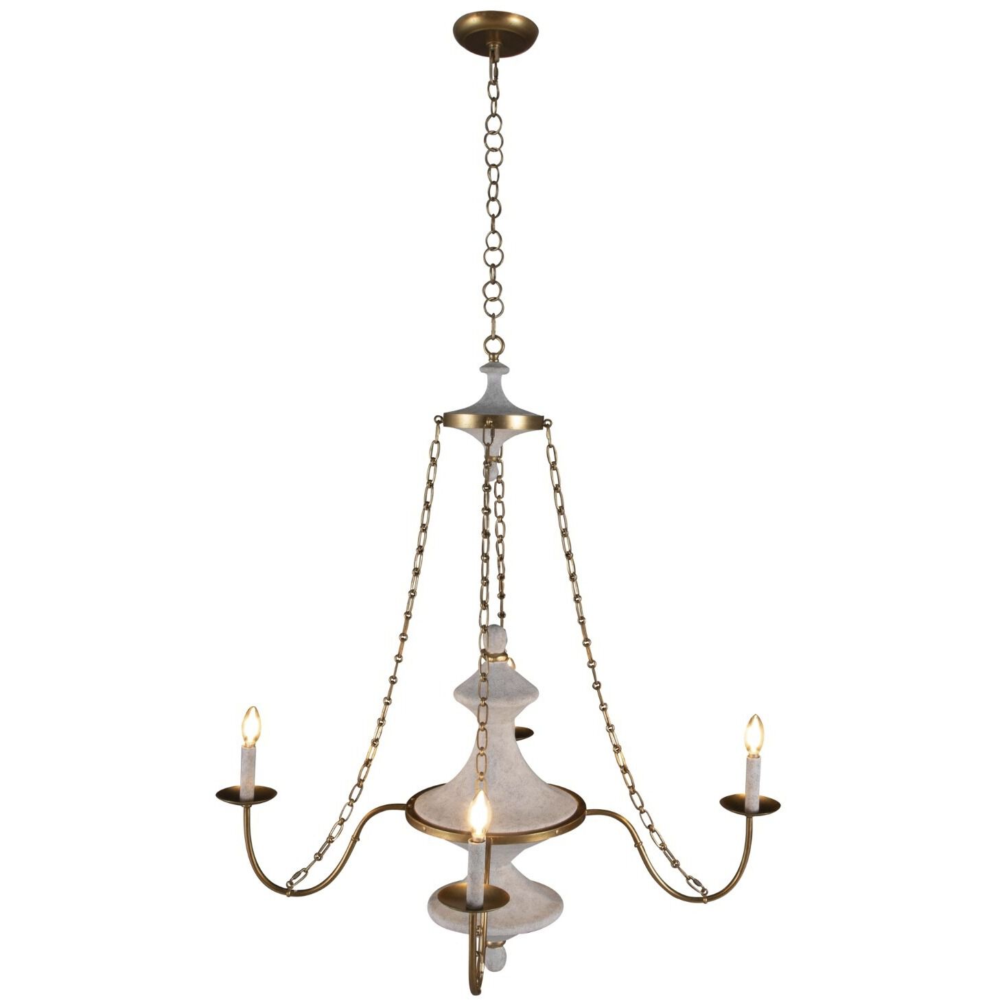 Pascal 4 Light 40.5 inch Textured White / Vintage Gold Chandelier Ceiling Light