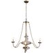 Pascal 4 Light 40.5 inch Textured White / Vintage Gold Chandelier Ceiling Light
